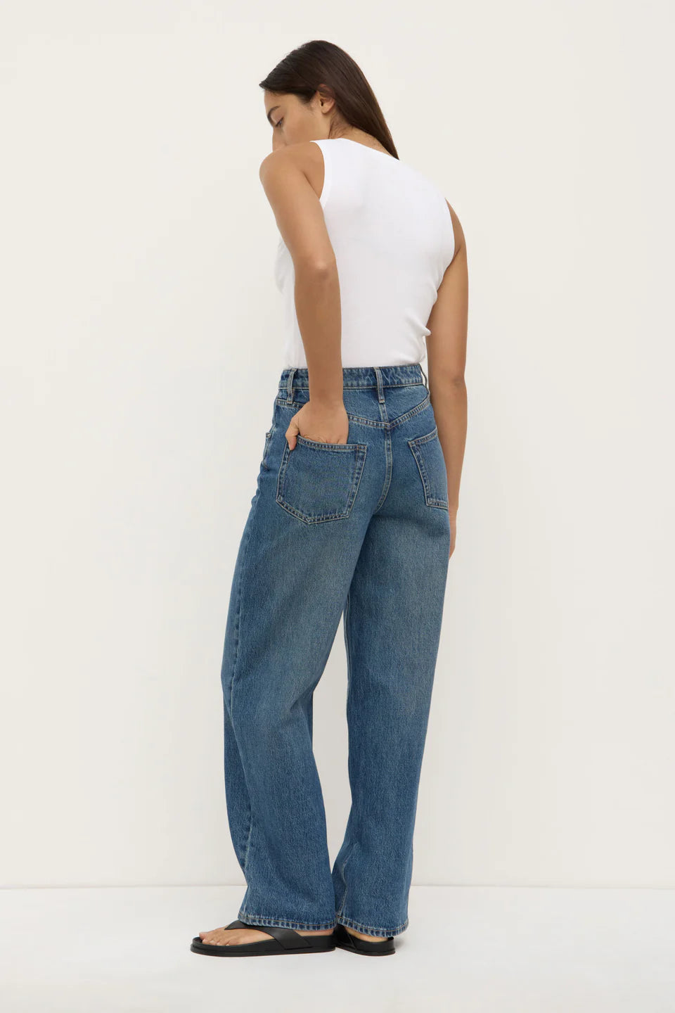 Assembly Label Oversized High Rise Jean - Dark Indigo Fade