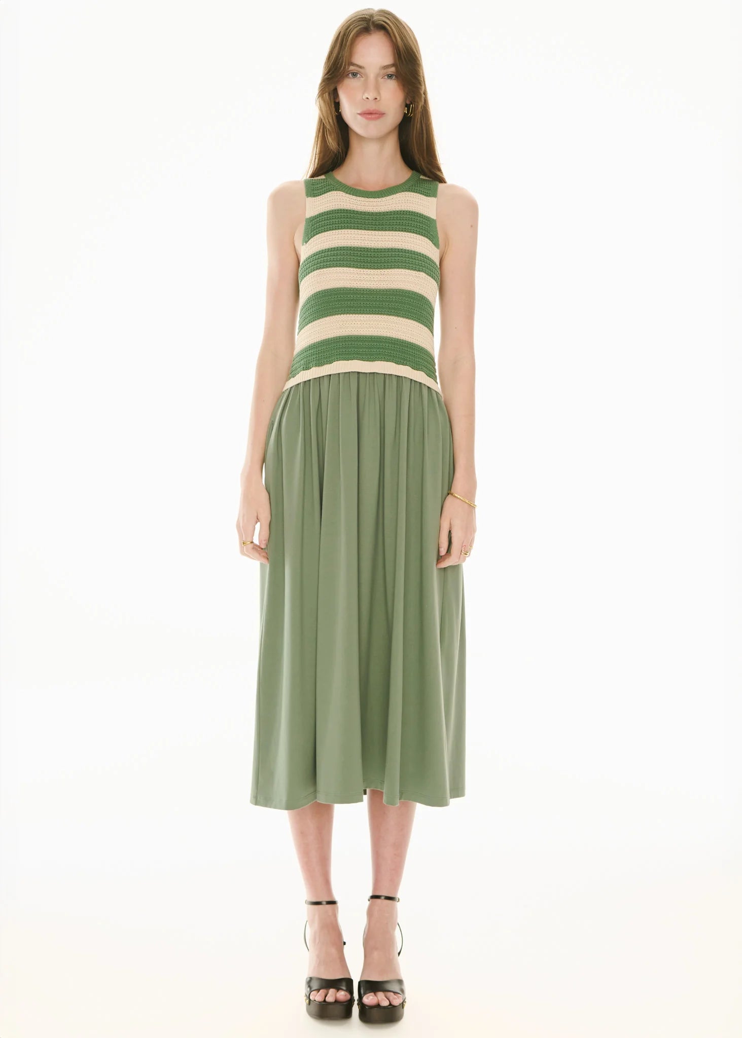 POL Bonde Dress Knit Green/Ivory
