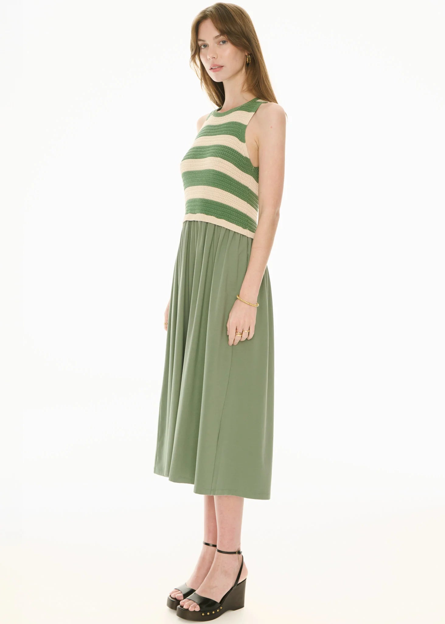 POL Bonde Dress Knit Green/Ivory