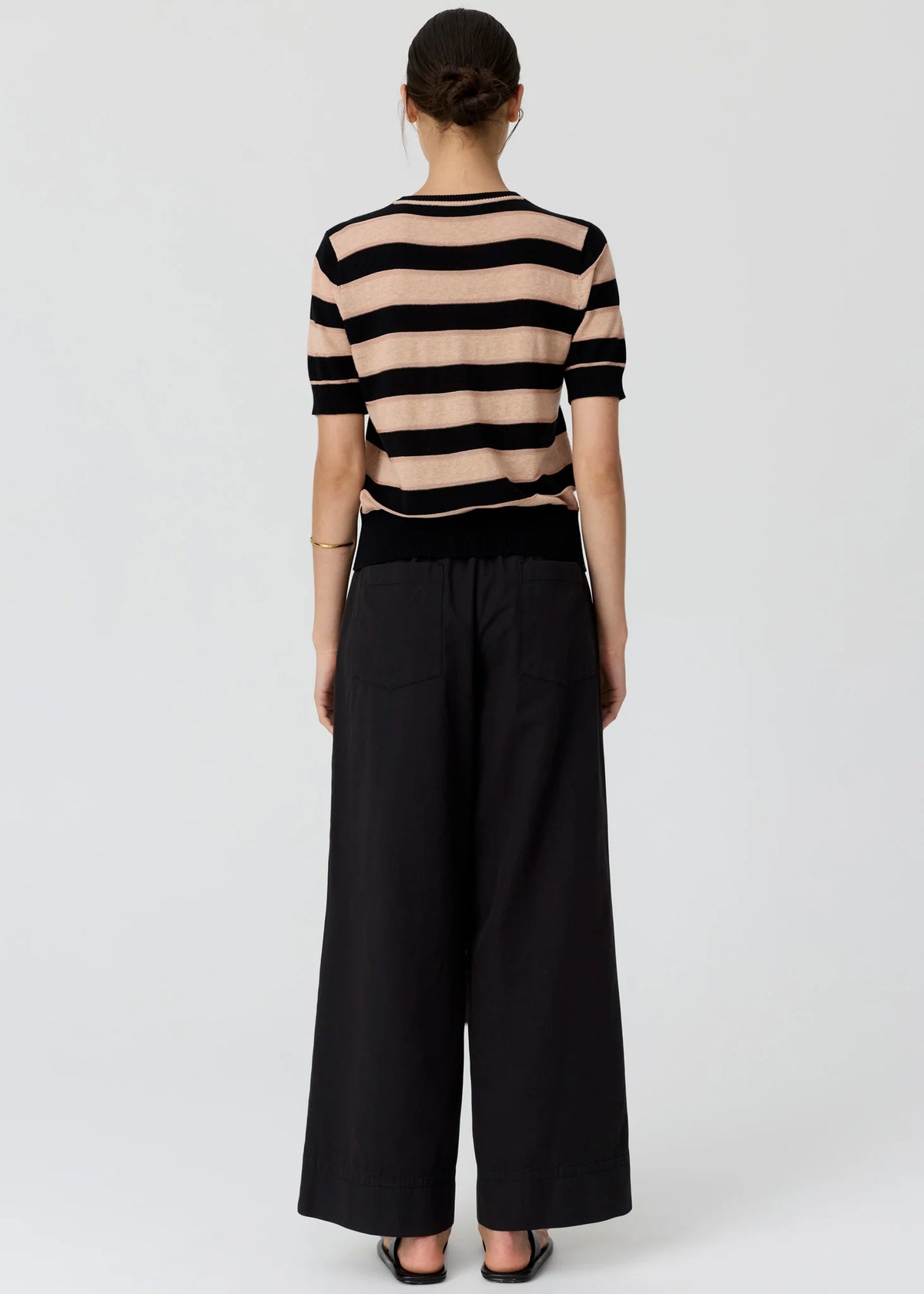 POL Darcey Stripe Knit Tee Black/Pink
