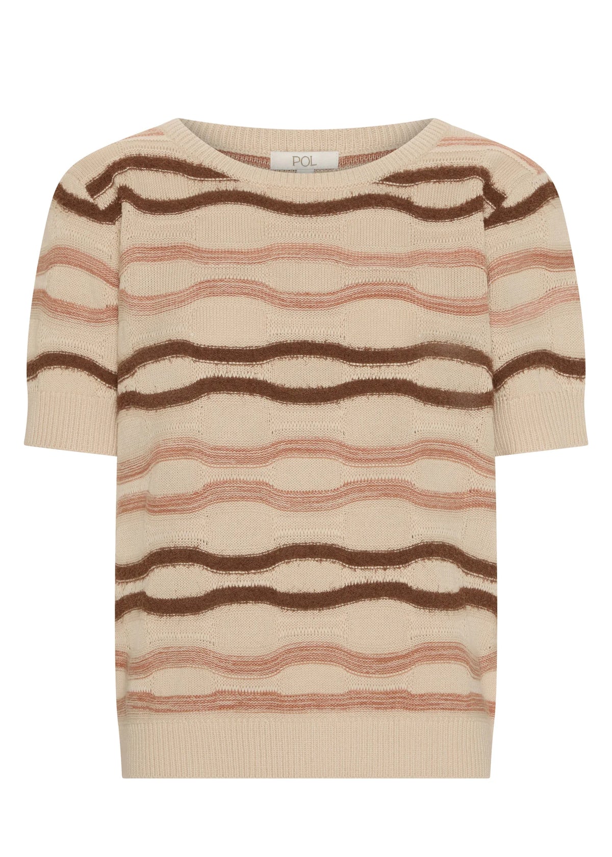 POL Liana Tee Textured Stripe Pebble/Pink/Toffee