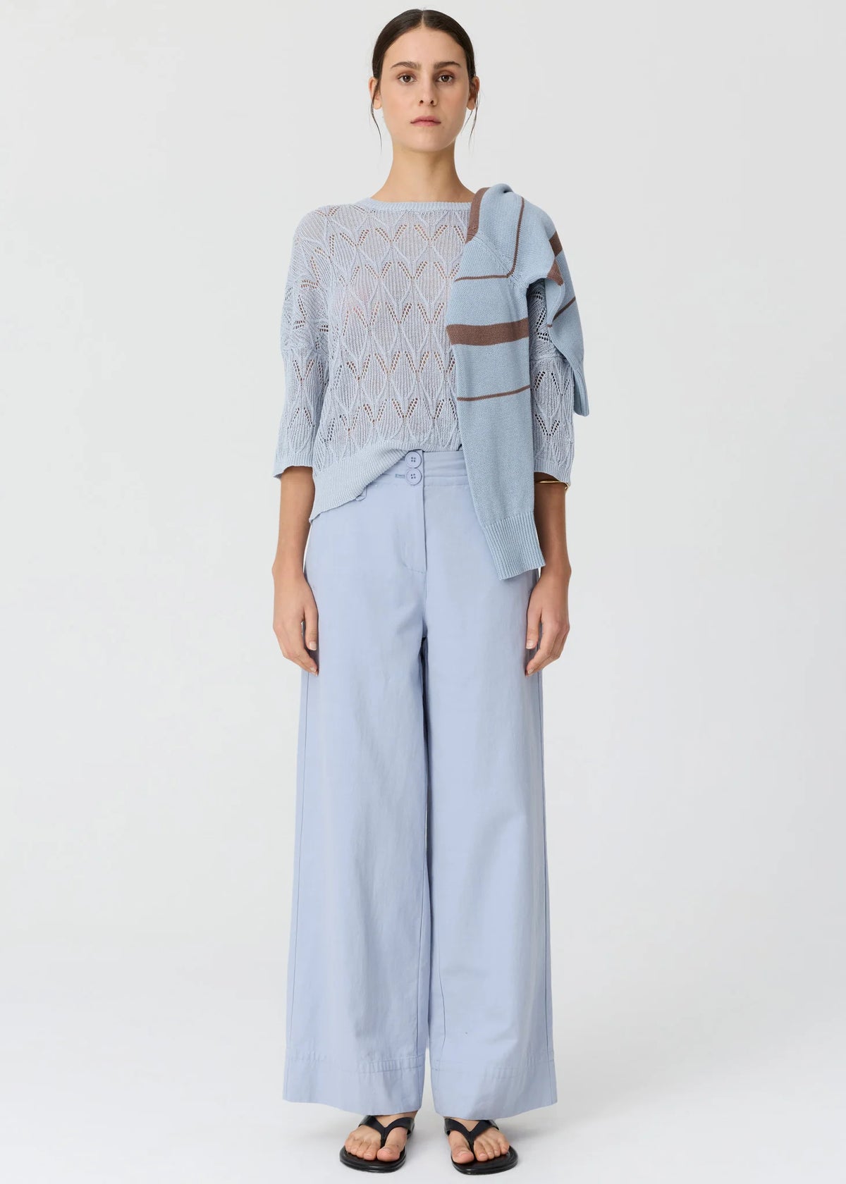 POL Rosin Pointelle Tee Blue