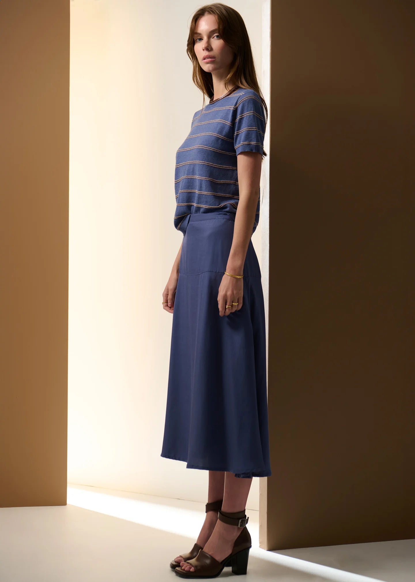 POL Sable Tee Stripe Blue / Gold