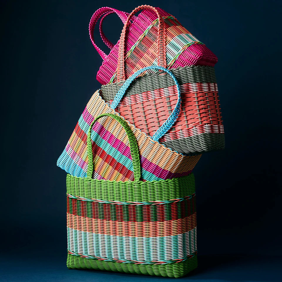 Pali Mira Stripe Basket Large Aqua