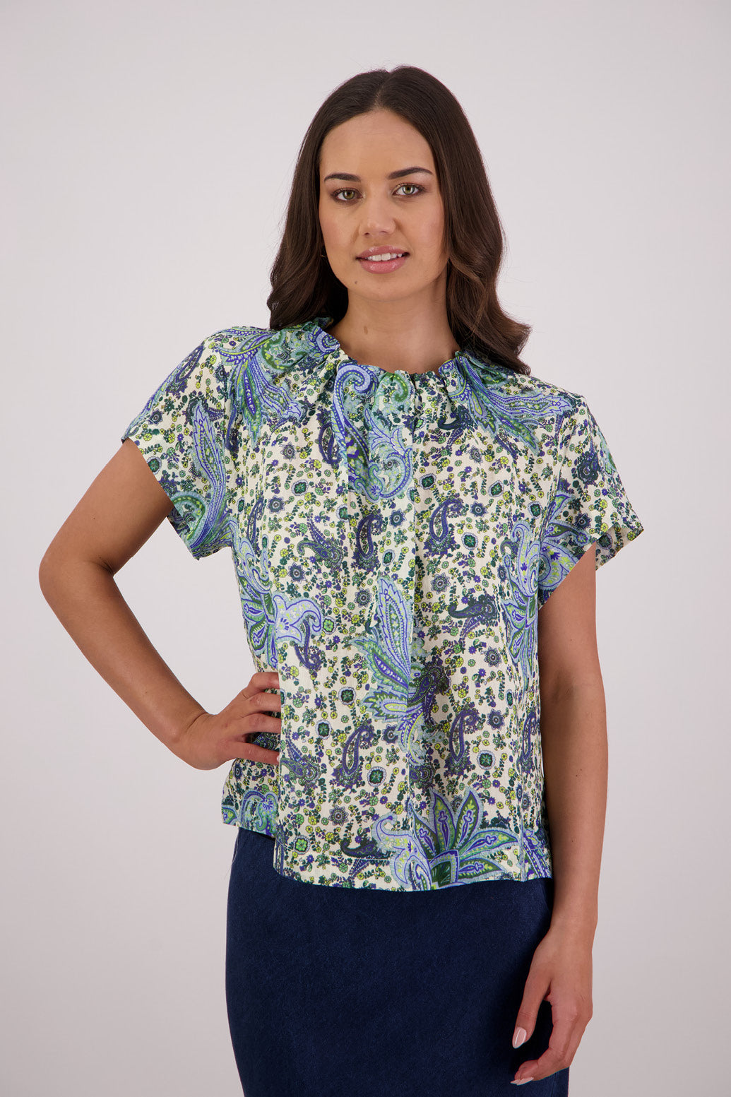 Briarwood Pia Top Blue Paisley
