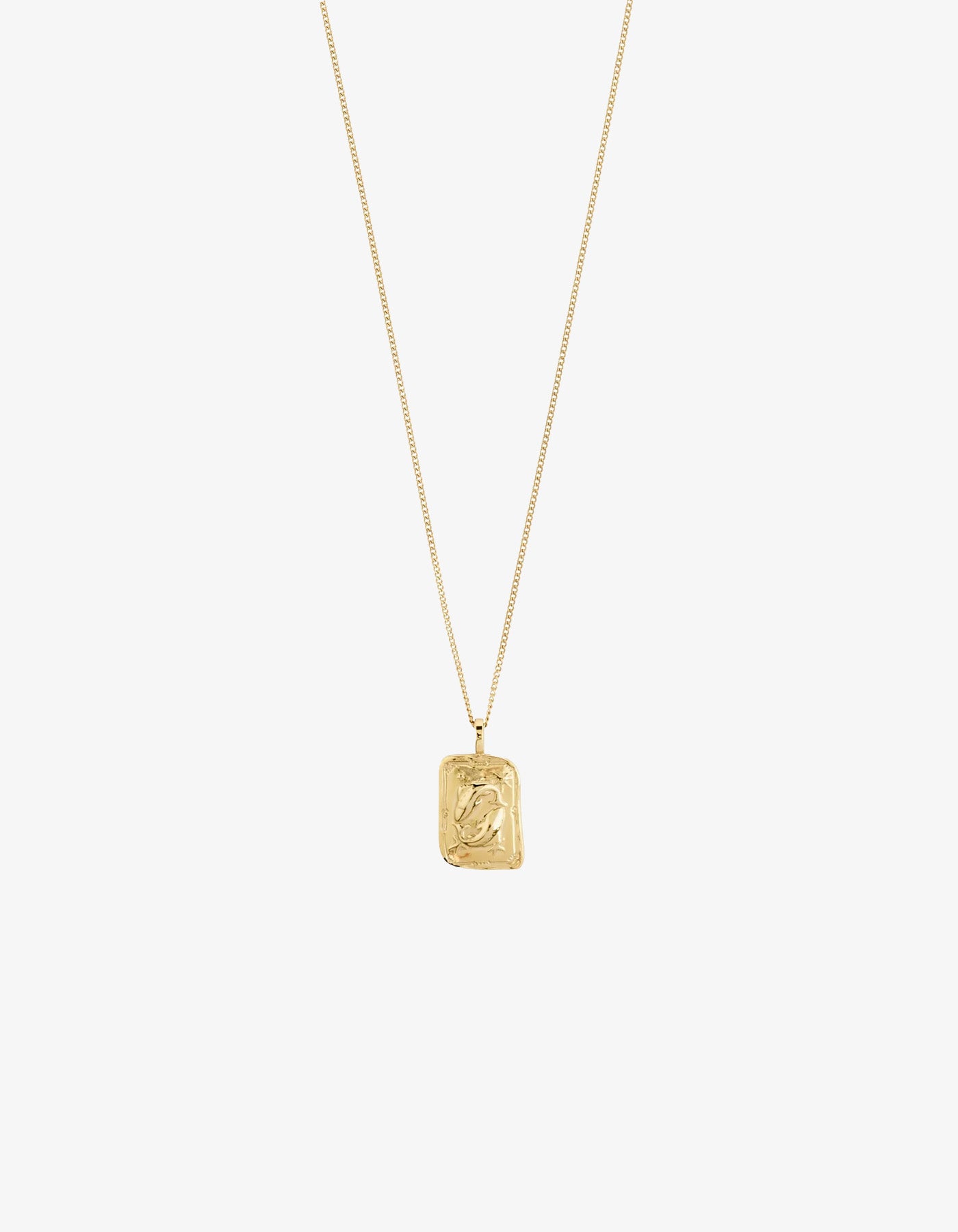 Pilgrim Rectangle Recycled Zodiac Sign Necklace - Gold Plated
