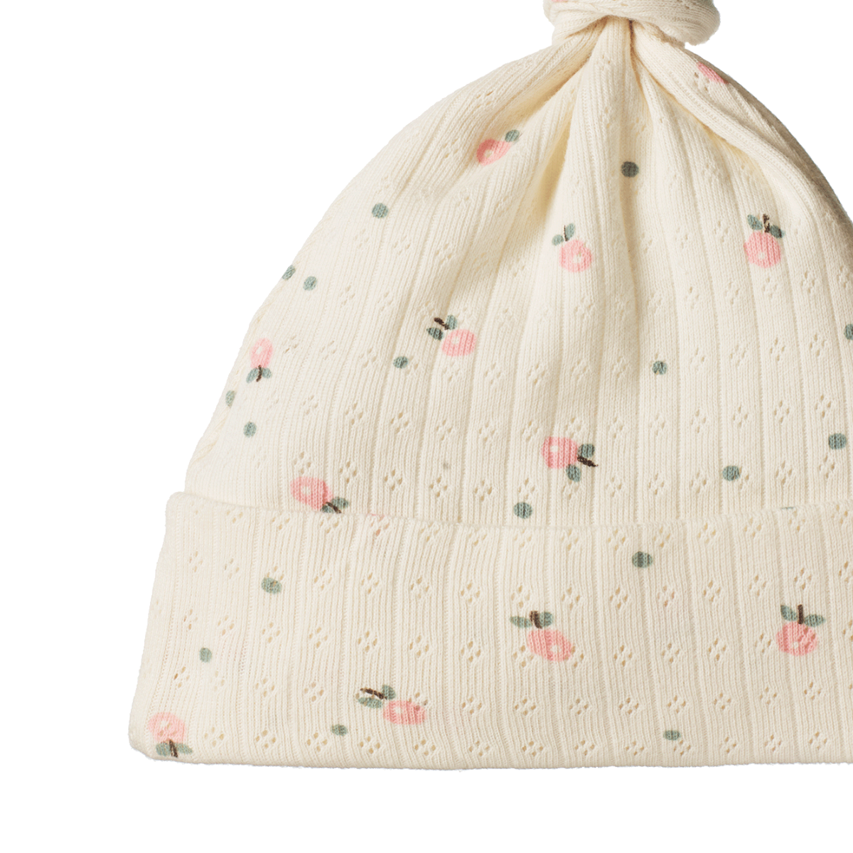 Nature Baby Knotted Beanie Pointelle Posey Blossom Print 0/6