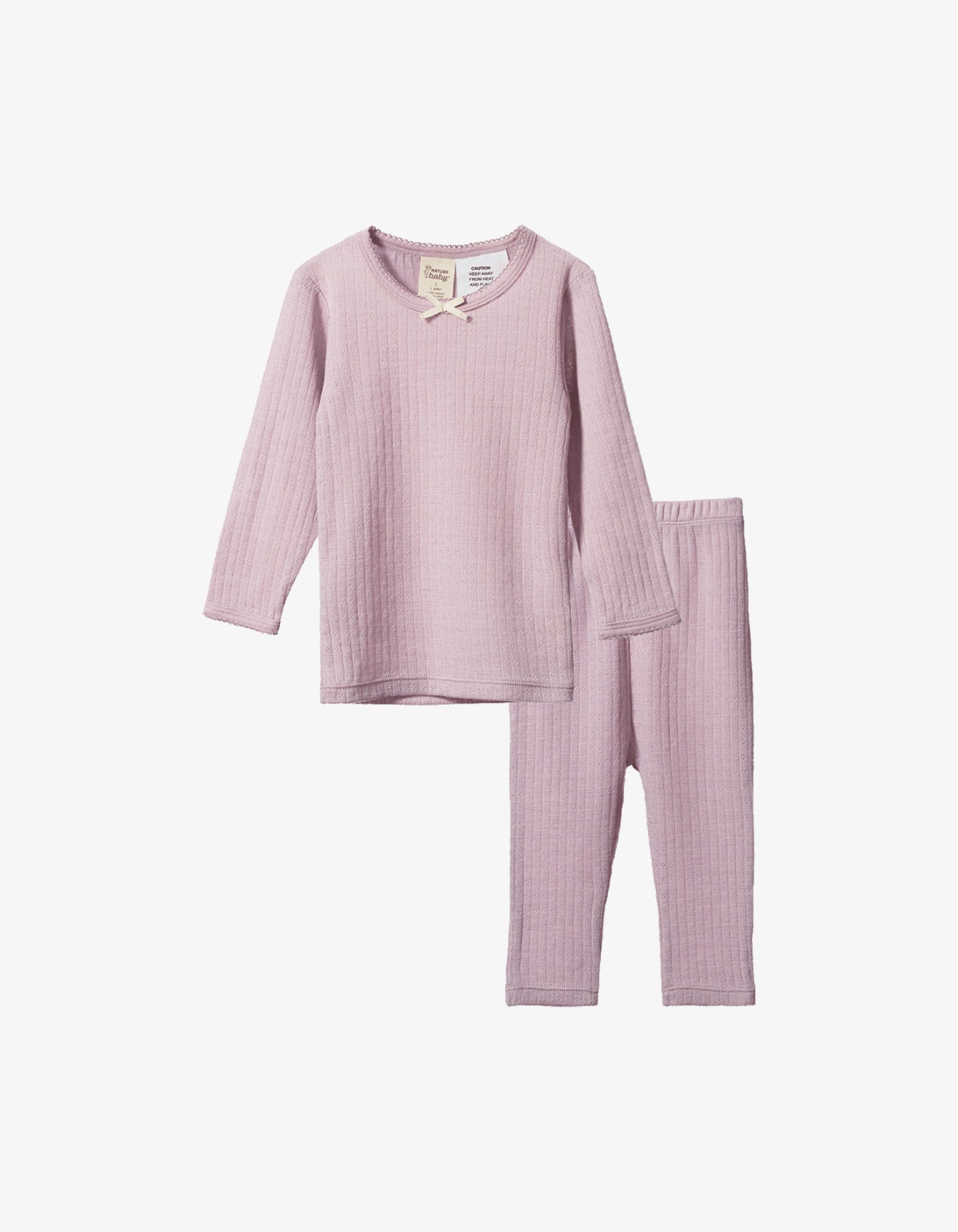 Nature Baby Merino Essentials2PC Pyjamas Pointelle Lilac