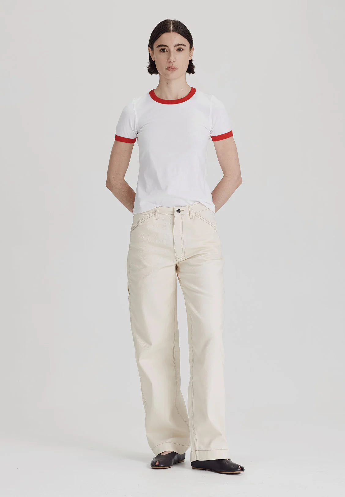 Commoners Ringers Tee White/Red