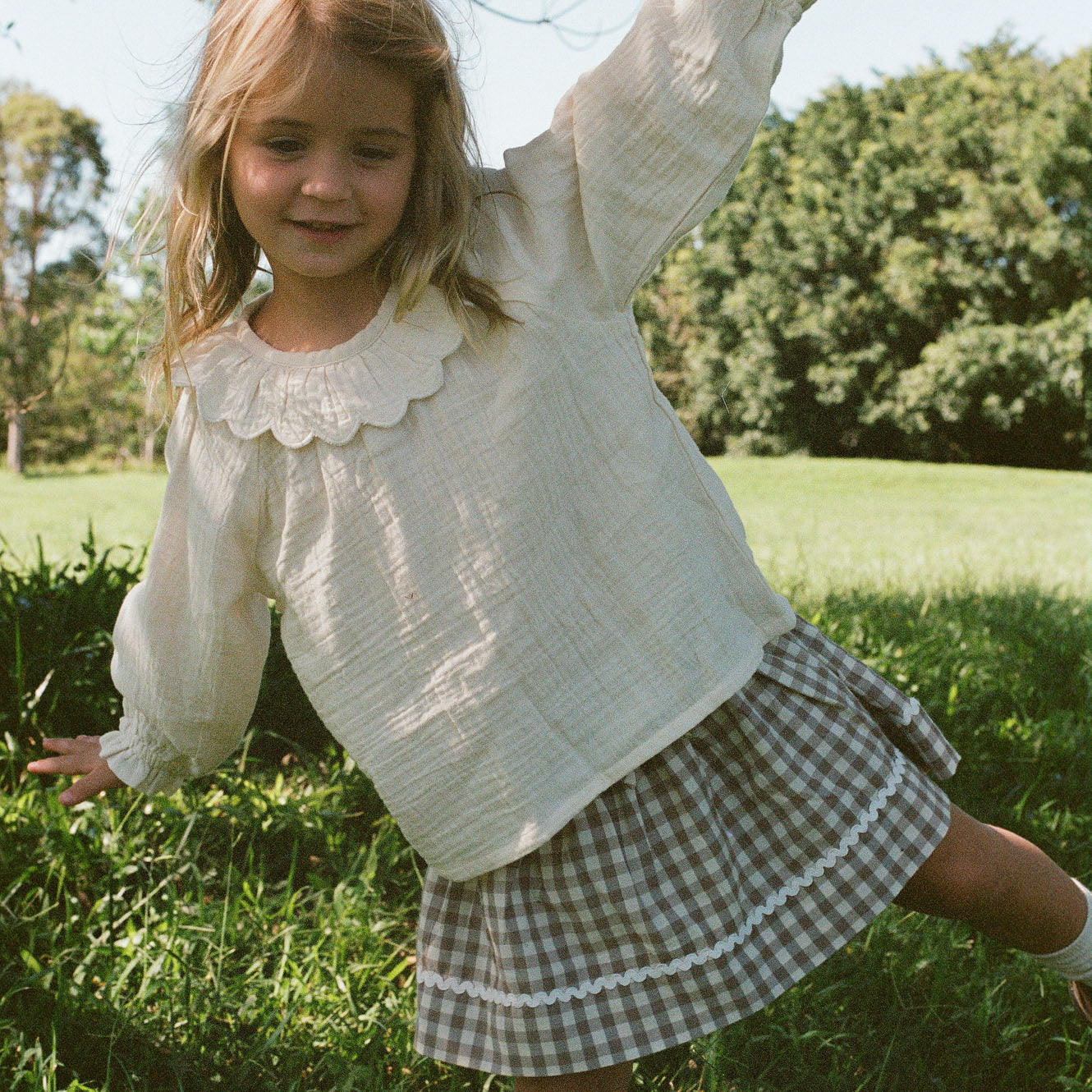 Nature Baby Ruffle Cameron Blouse Natural