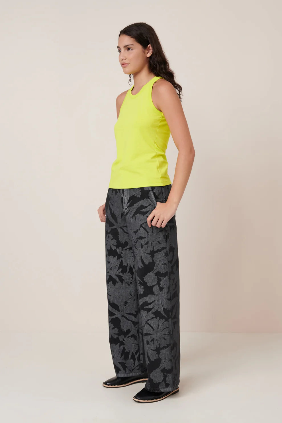 Kowtow Racer Back Singlet Fluro Yellow