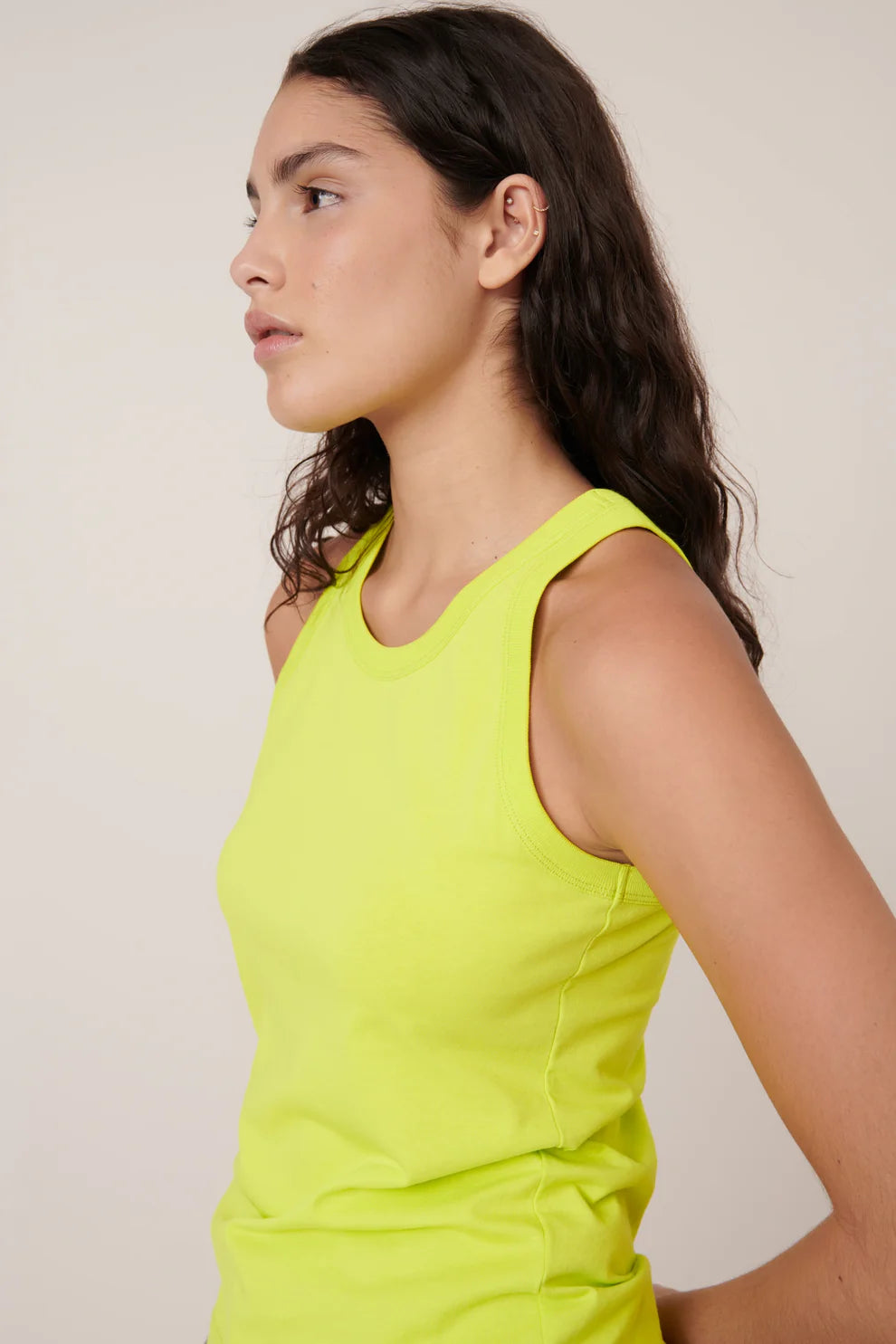 Kowtow Racer Back Singlet Fluro Yellow