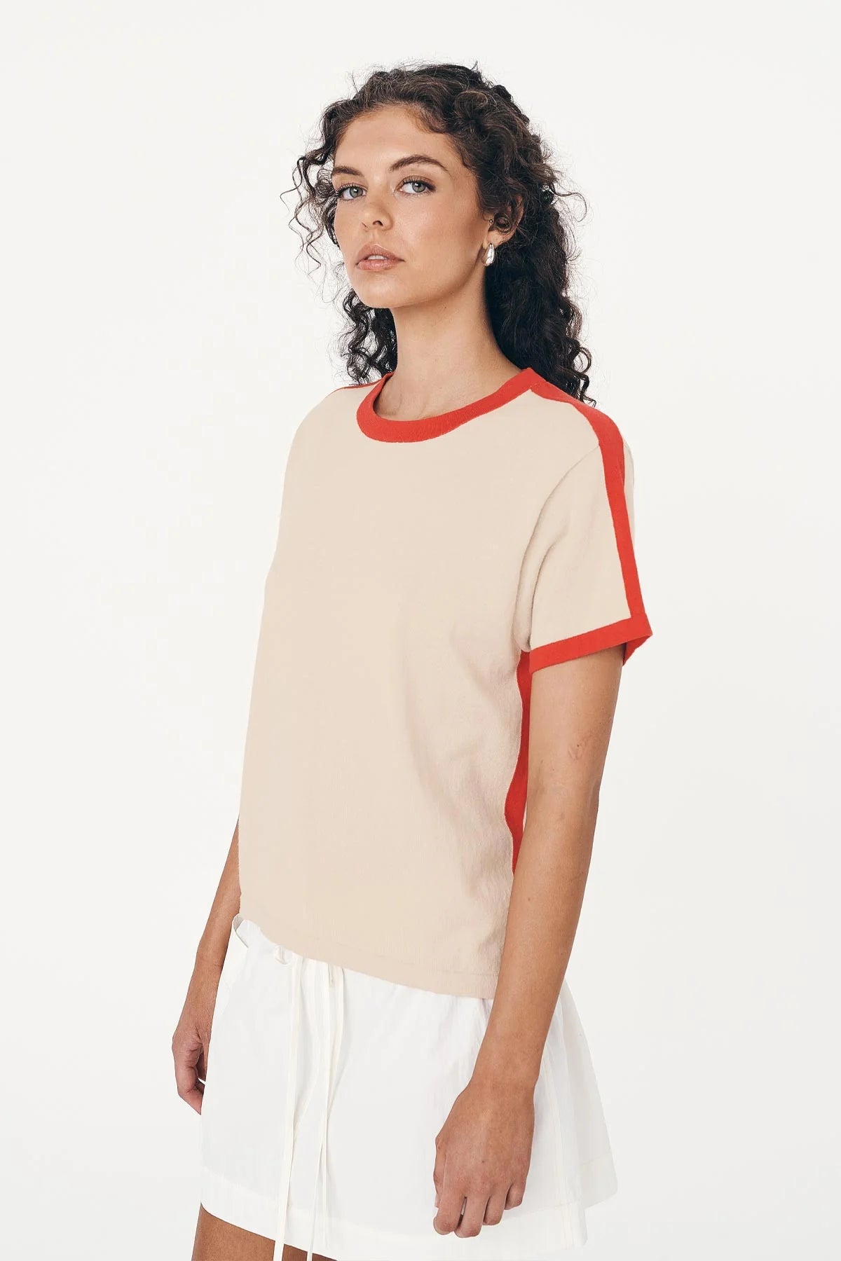 Rowie The Label Contrast Knit Tee Spiced Latte