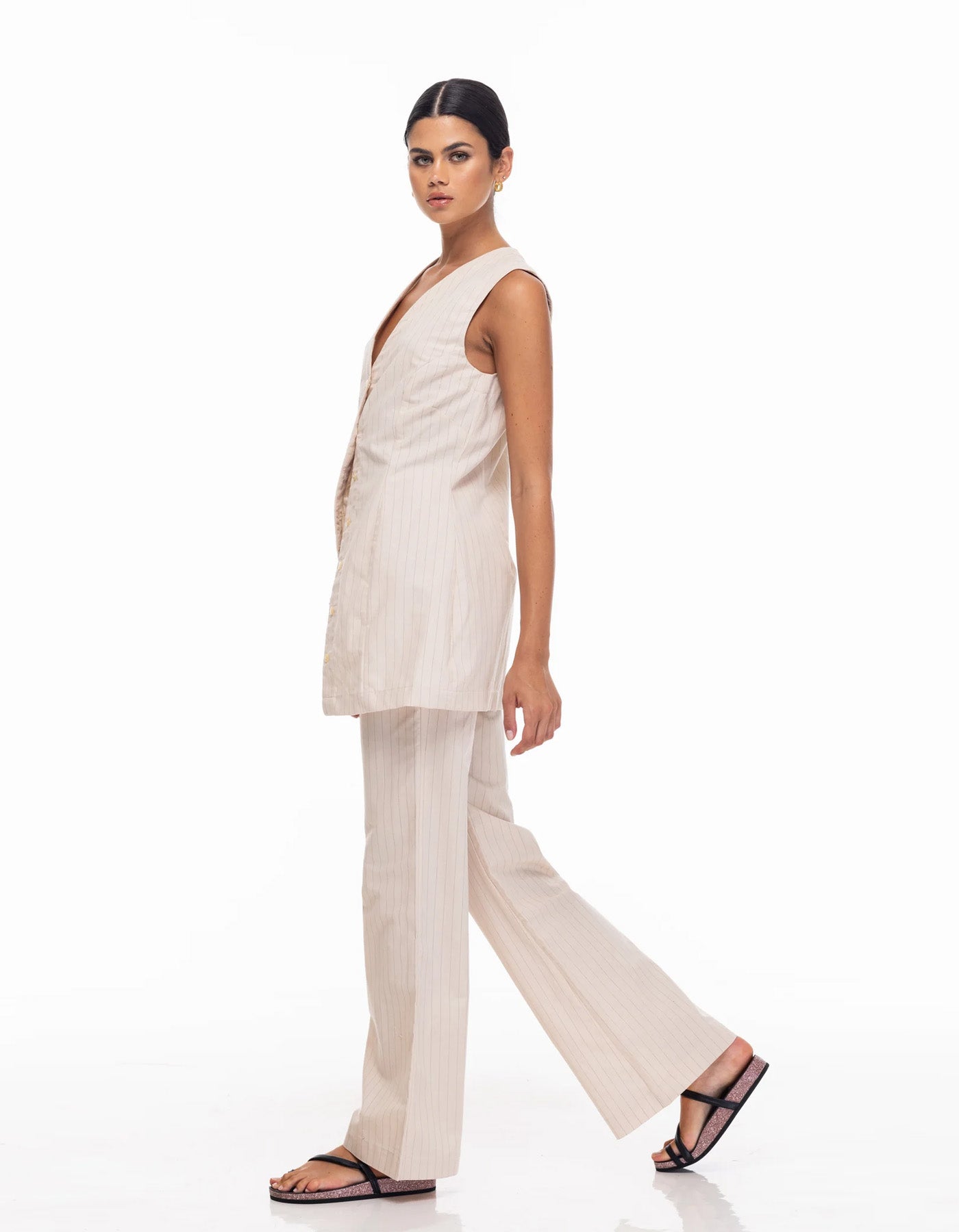Blak Reinard Trousers Beige/Thin Black Stripe