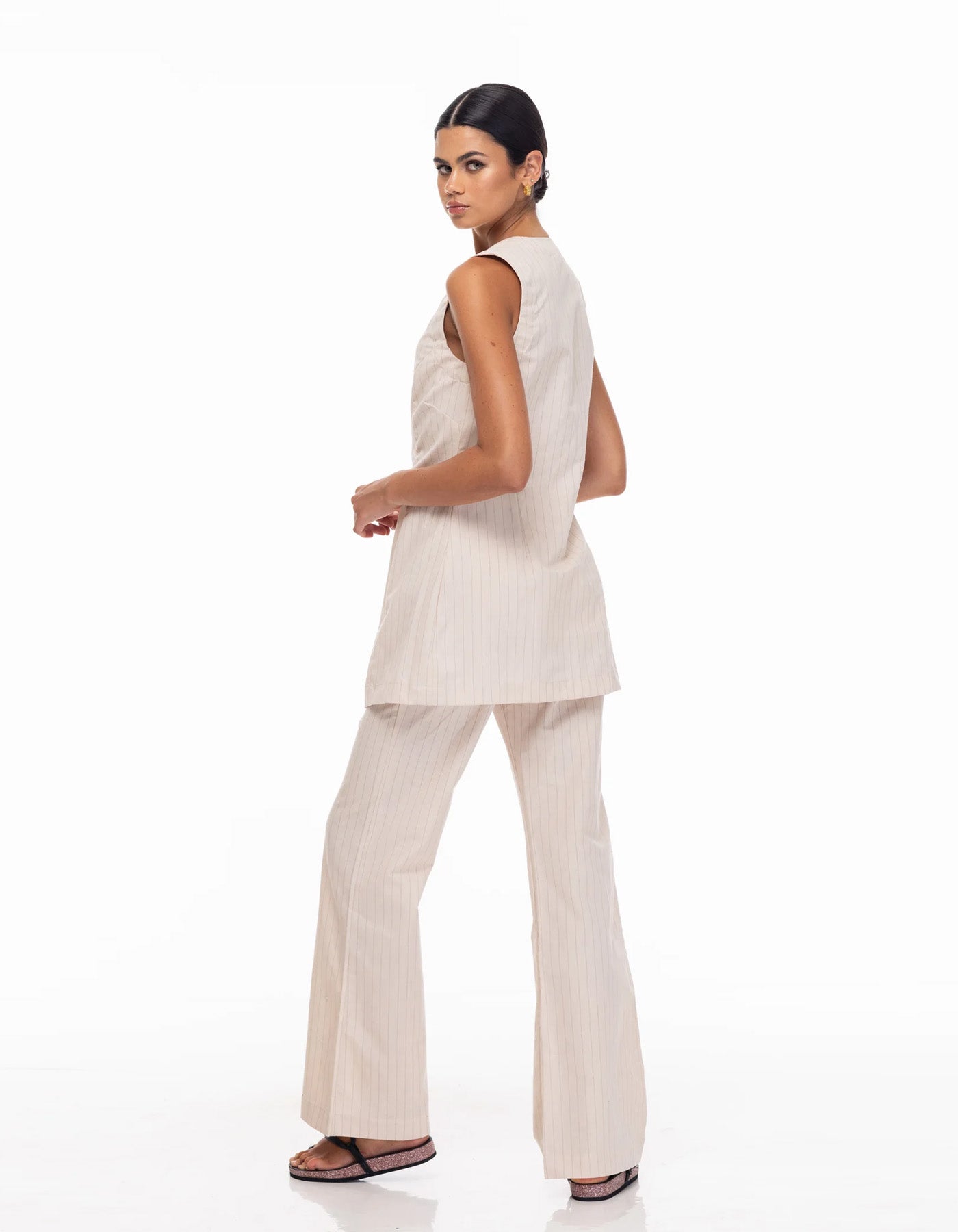 Blak Reinard Trousers Beige/Thin Black Stripe
