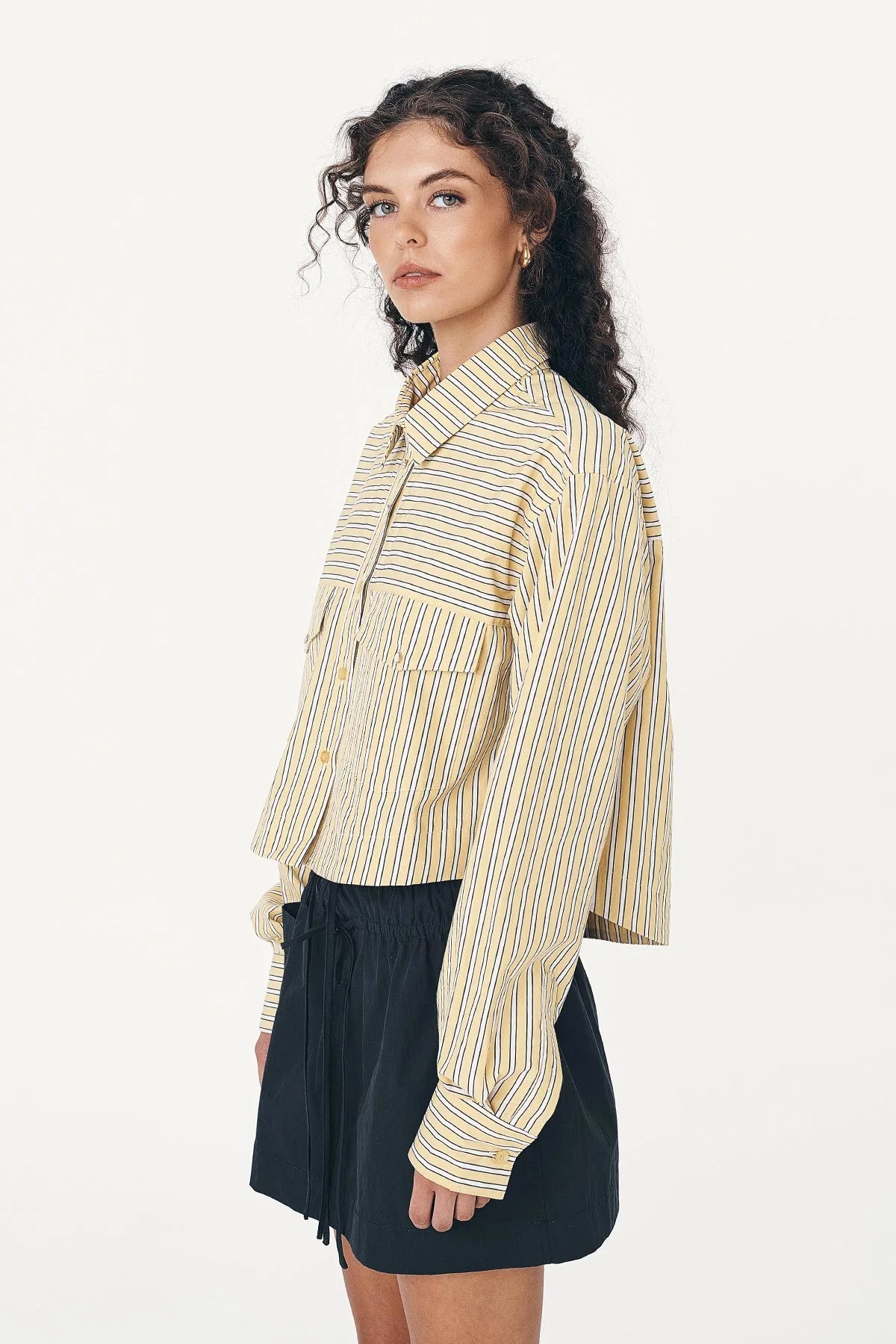 Rowie Cole Stripe Crop Shirt Sunflower
