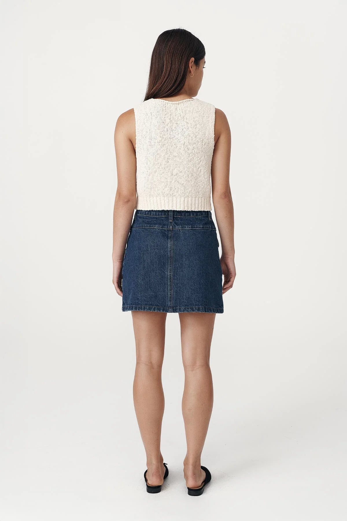 Rowie The Label Alfred Zip Mini Skirt Washed Indigo