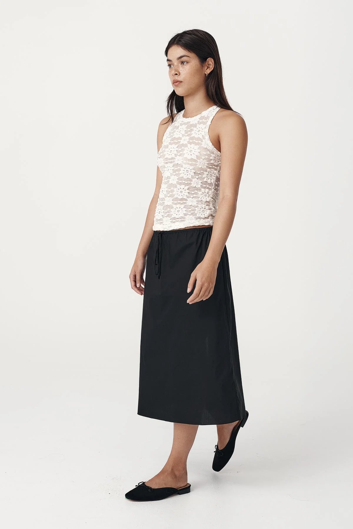Rowie The Label Emmy Organic Midi Skirt Noir