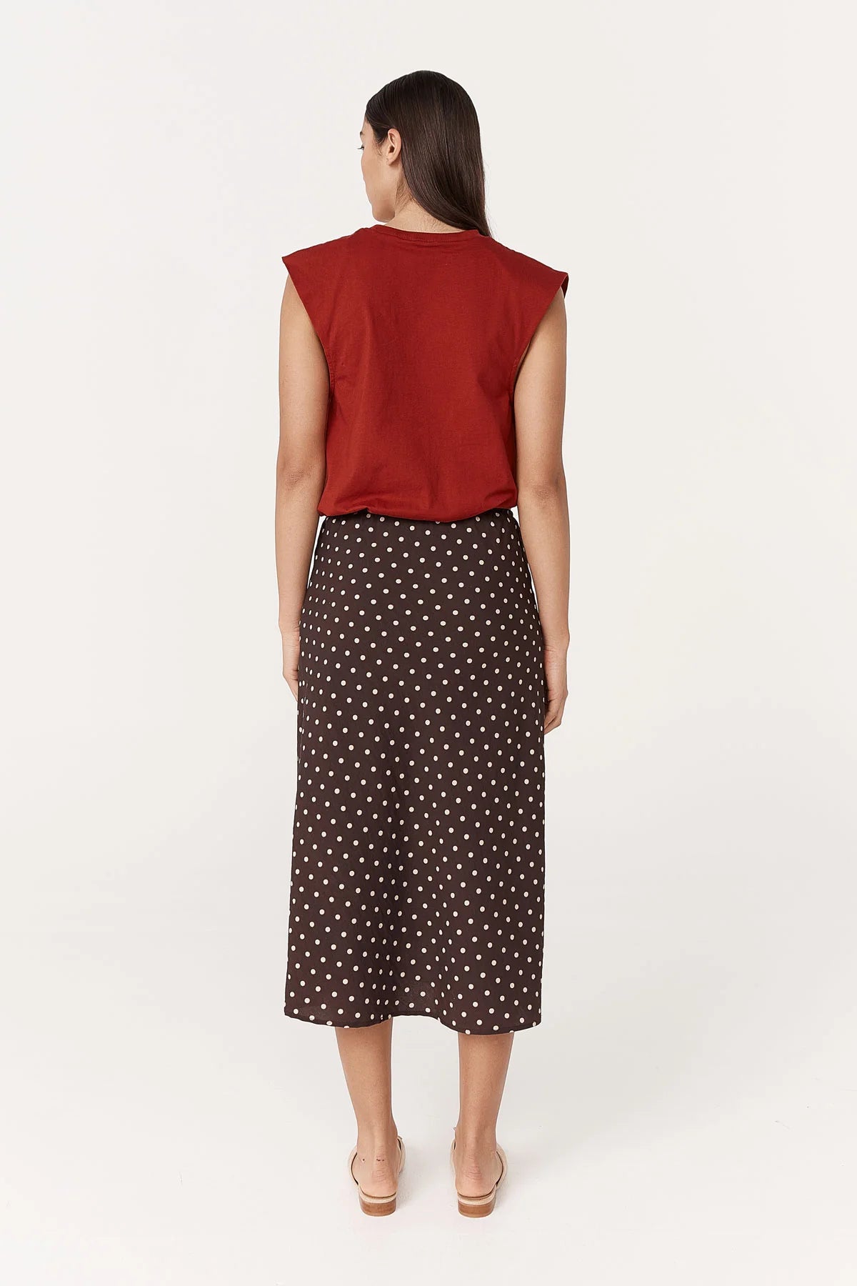 Rowie The Label Frannie Silk Midi Skirt Cacao Spot