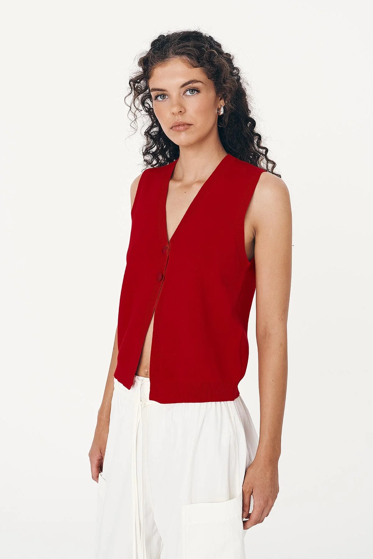 Rowie The Label Goldie Knit Vest Candy Red