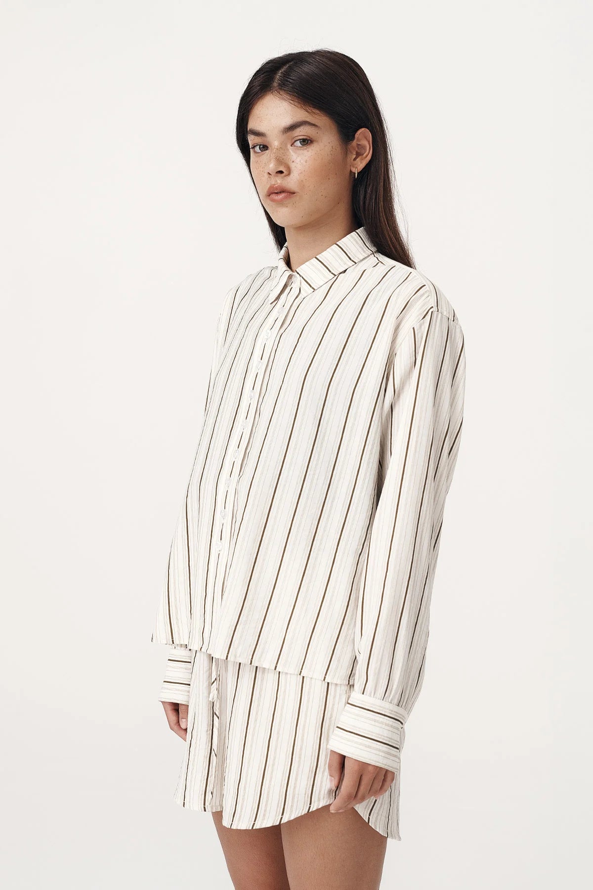 Rowie The Label Nola Long Sleeve Shirt Cactus Stripe