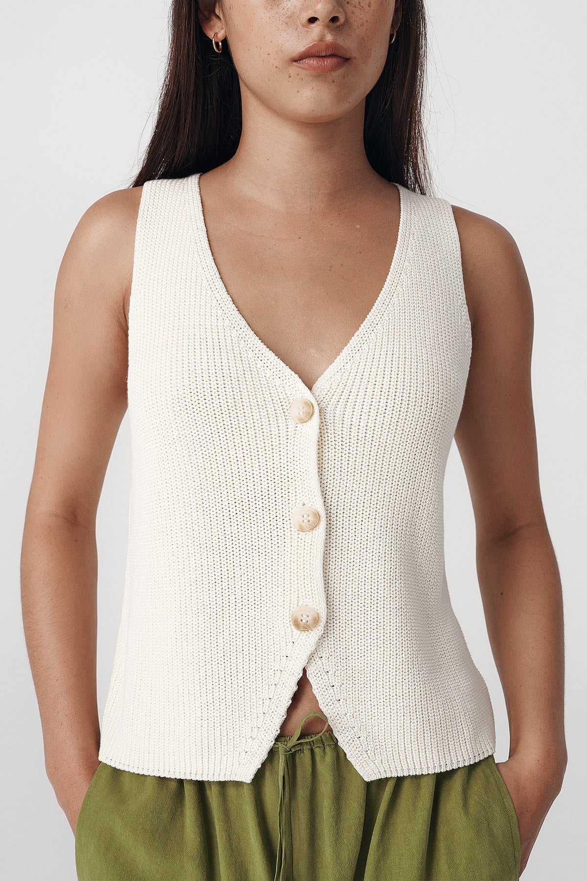 Rowie The Label Rio Knit Vest Bone