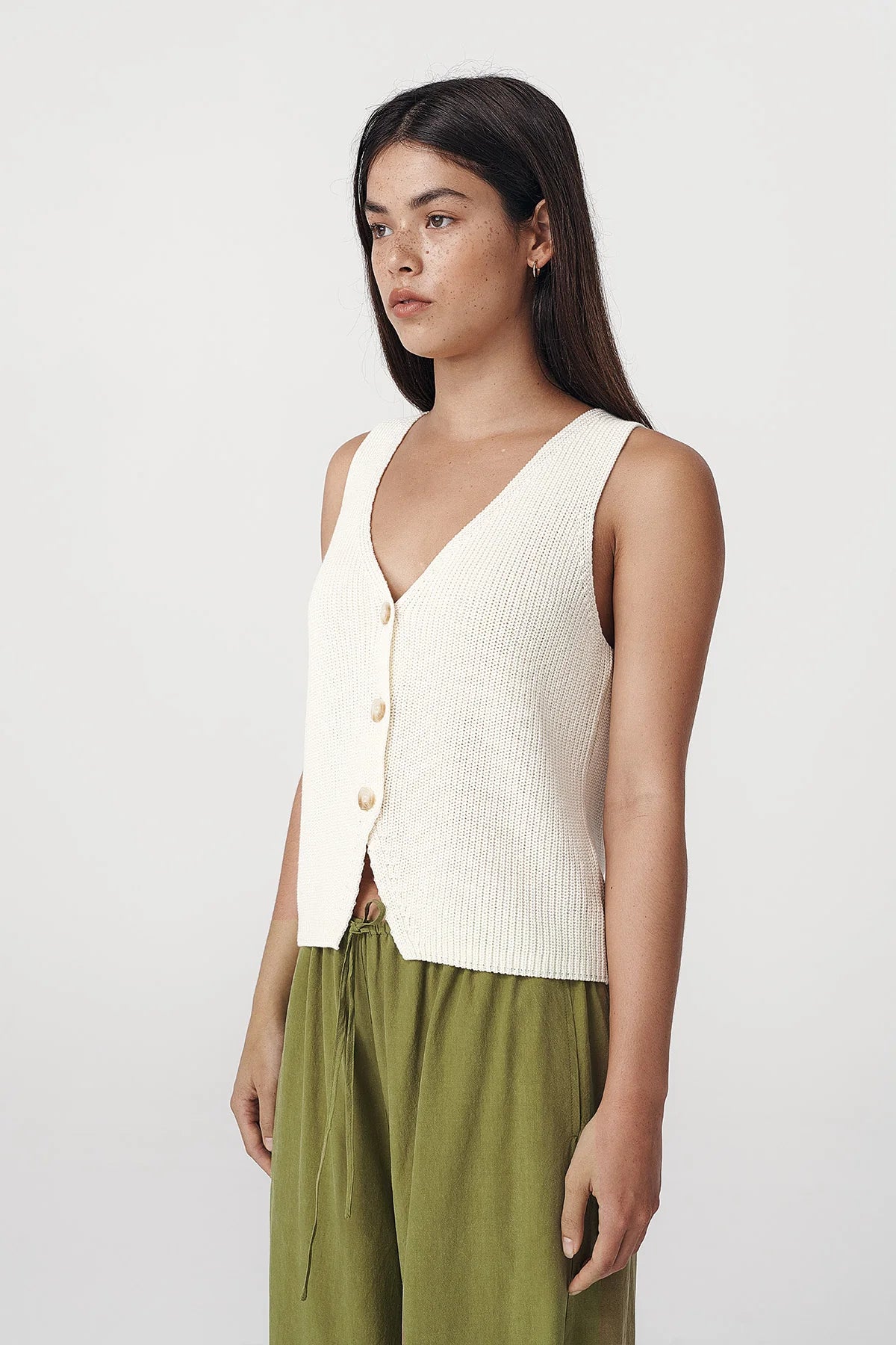 Rowie The Label Rio Knit Vest Bone