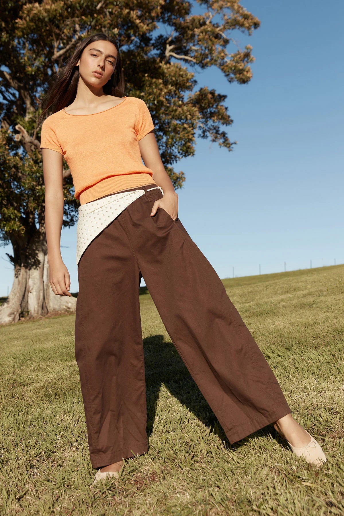 Rowie The label Maryanne Barrel Leg Pants Chocolate Brown