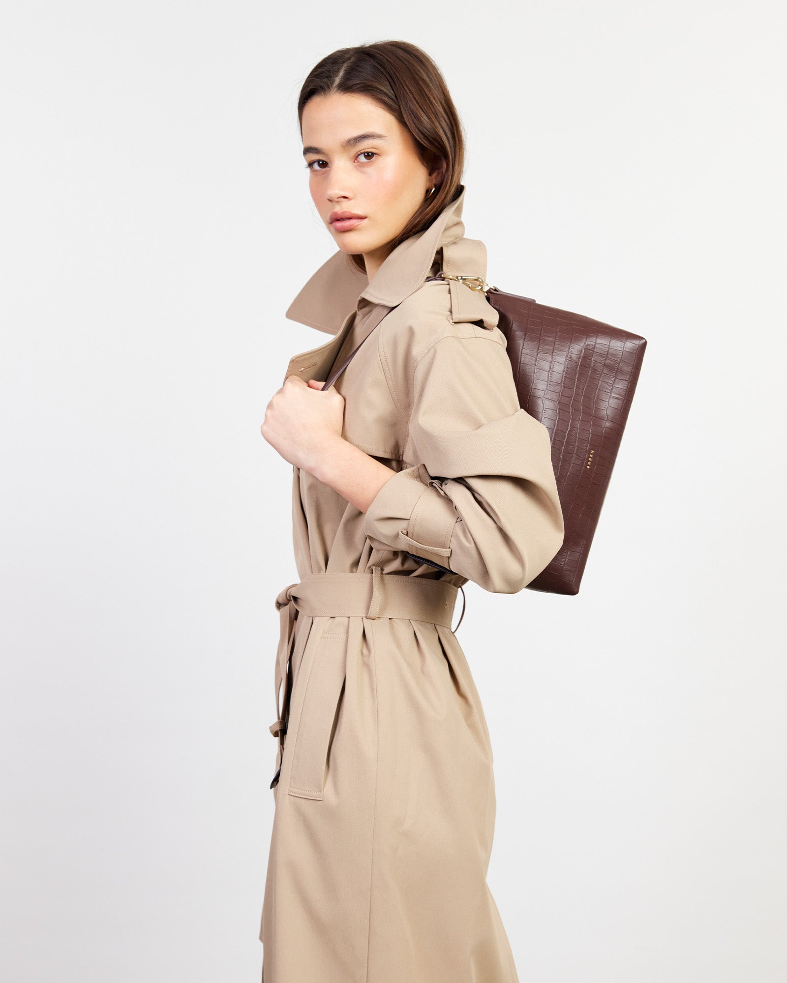 Saben Claudia Shoulder Bag Espresso Croc