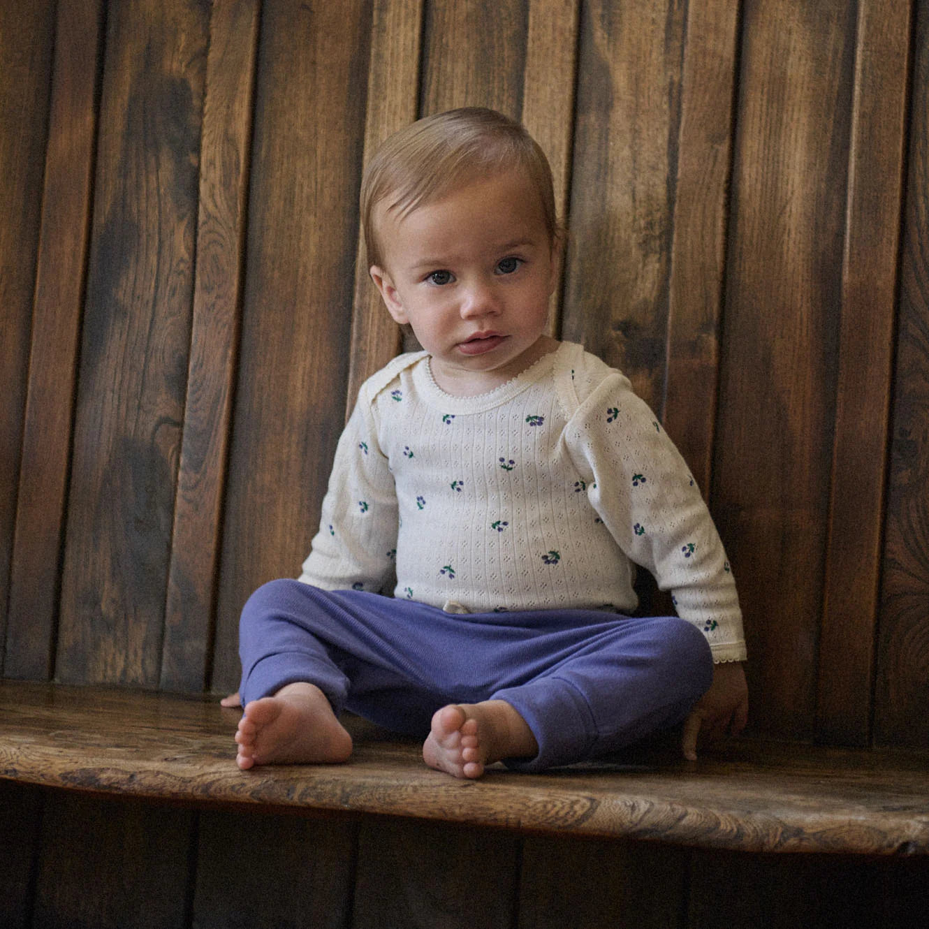 Nature Baby Long Sleeve Bodysuit Pointelle Winter Berry Point