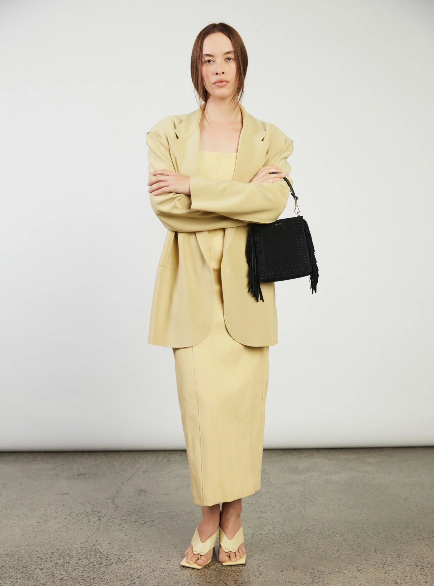 Saben Coco Mini Bag Black Suede + Fringe