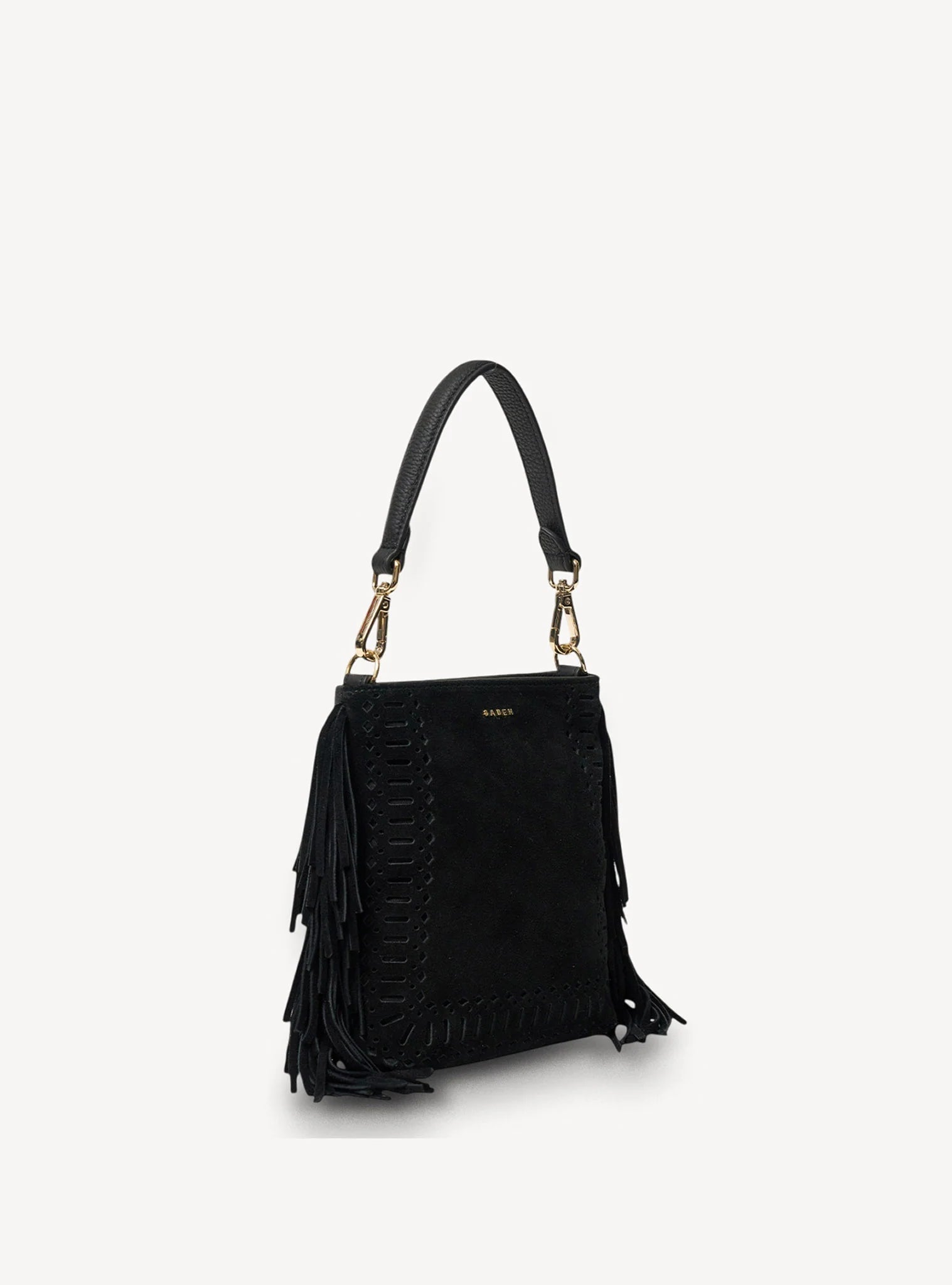 Saben Coco Mini Bag Black Suede + Fringe