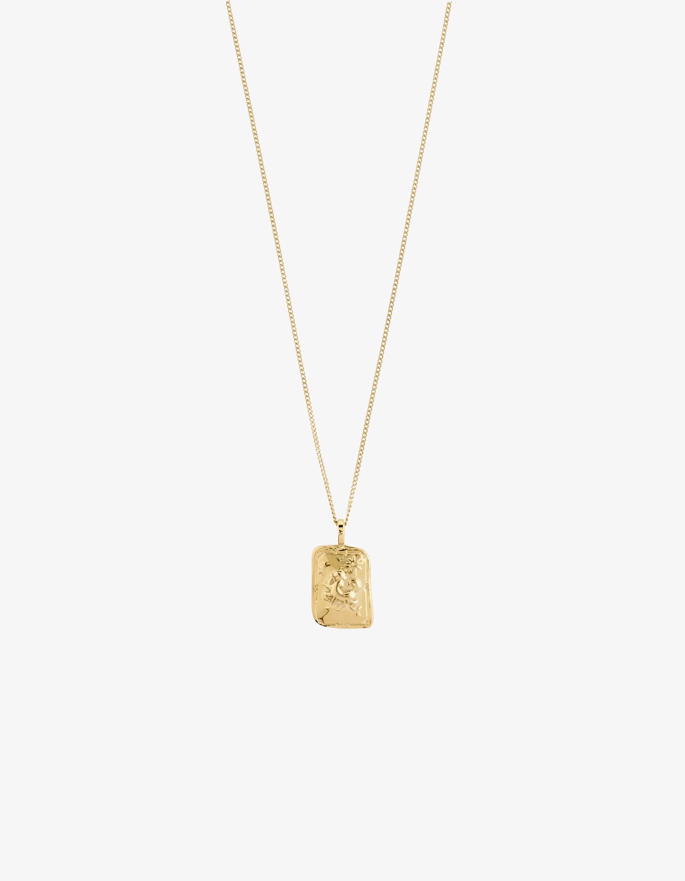 Pilgrim Rectangle Recycled Zodiac Sign Necklace - Gold Plated