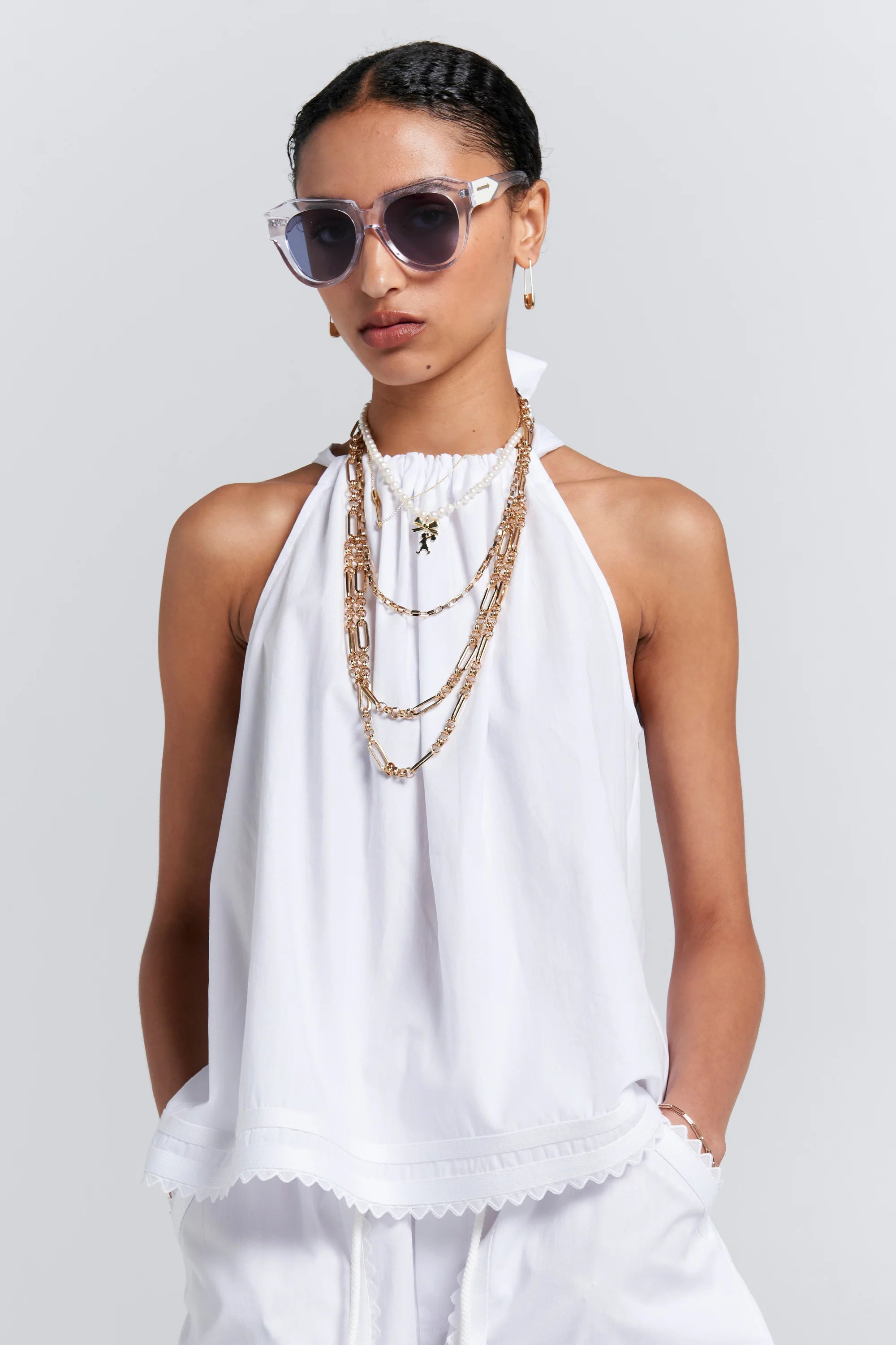 Karen Walker Scout Bow Back Top White
