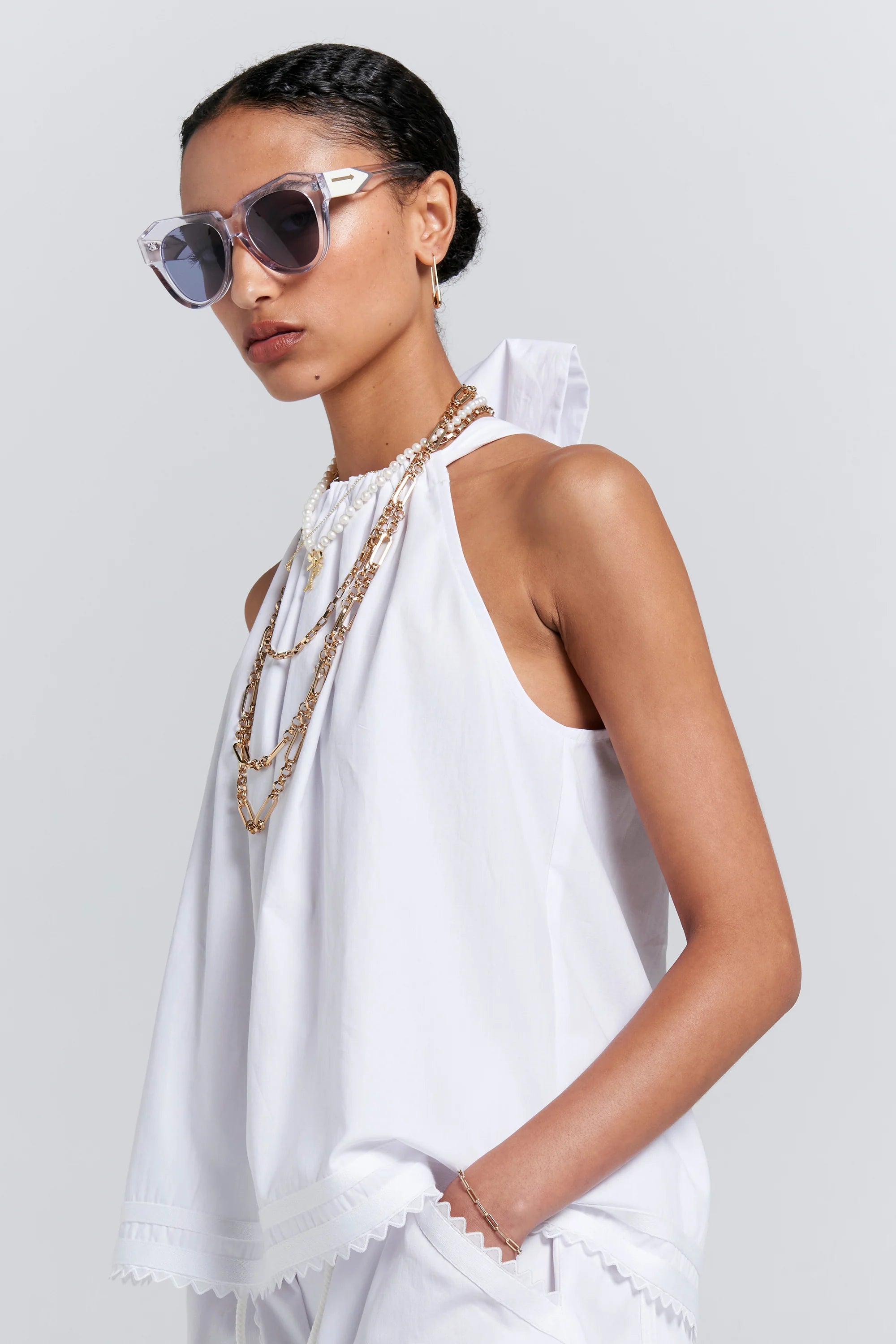 Karen Walker Scout Bow Back Top White