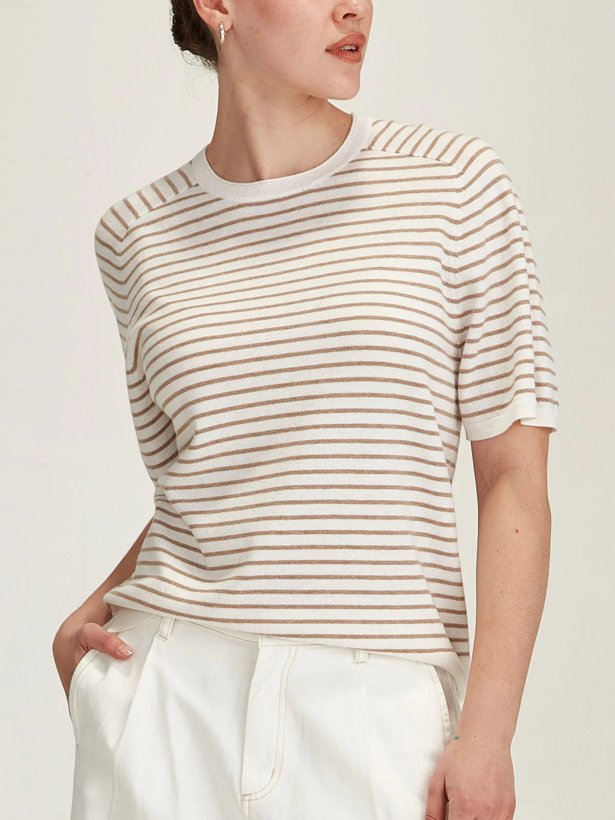 Sills Cecilia Stripe Knit Tee Snowflake/Oat