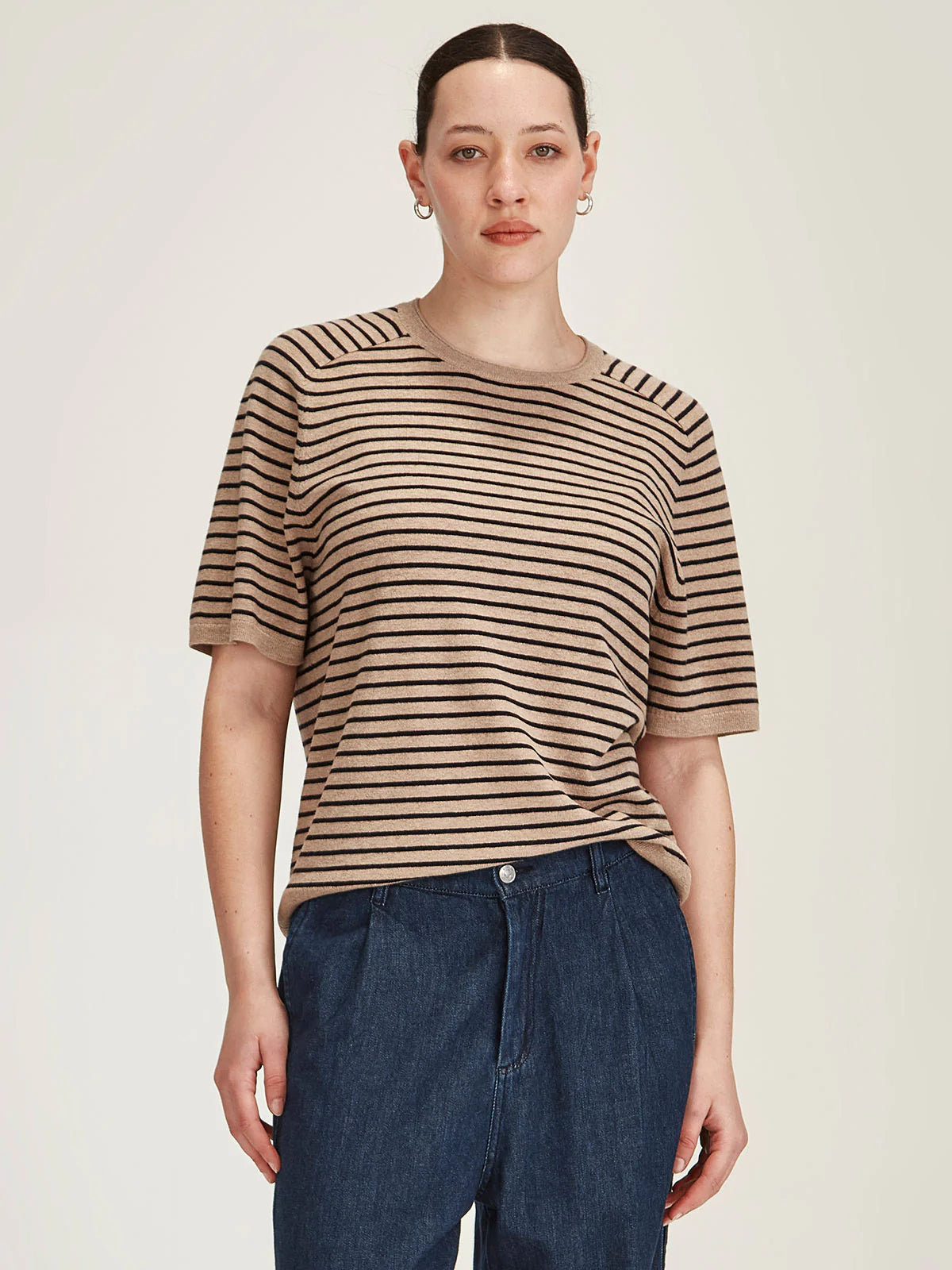 Sills Cecilia Stripe Knit Tee Oatmeal/Navy