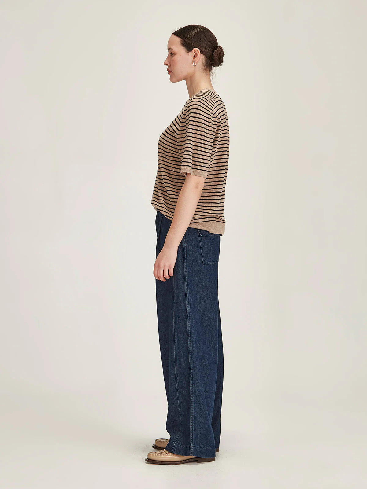 Sills Cecilia Stripe Knit Tee Oatmeal/Navy