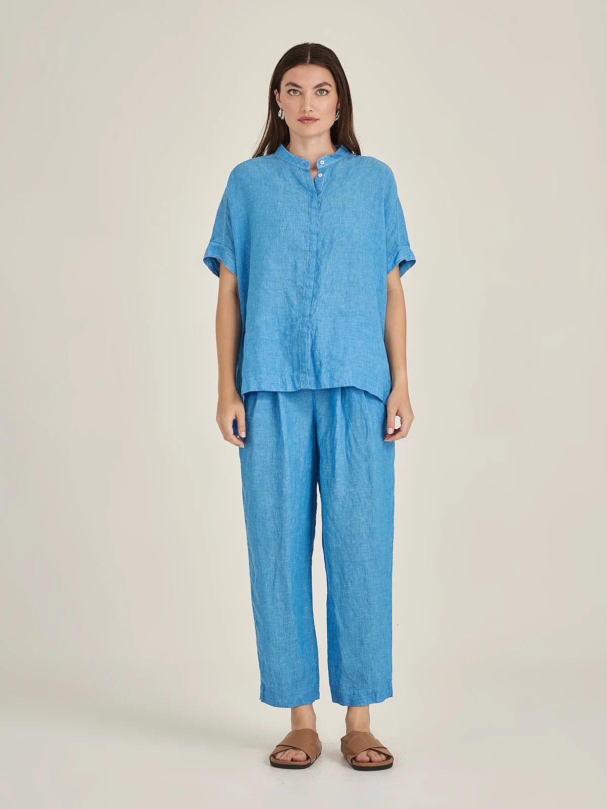 Sills Emma Linen Top Lagoon Blue