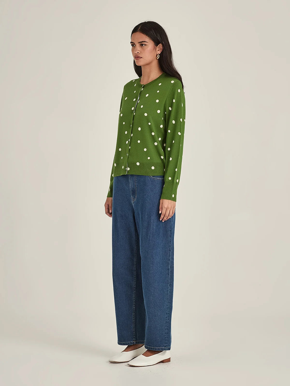 Sills Kaia Spot Cardigan Palm Green / Chalk