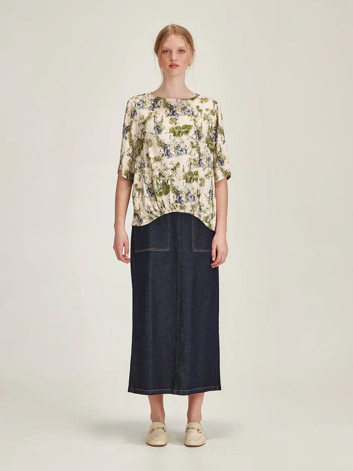 Sills Martine Denim Skirt Dark Wash