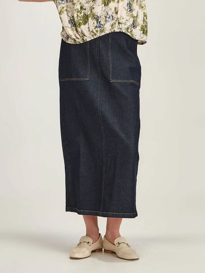 Sills Martine Denim Skirt Dark Wash