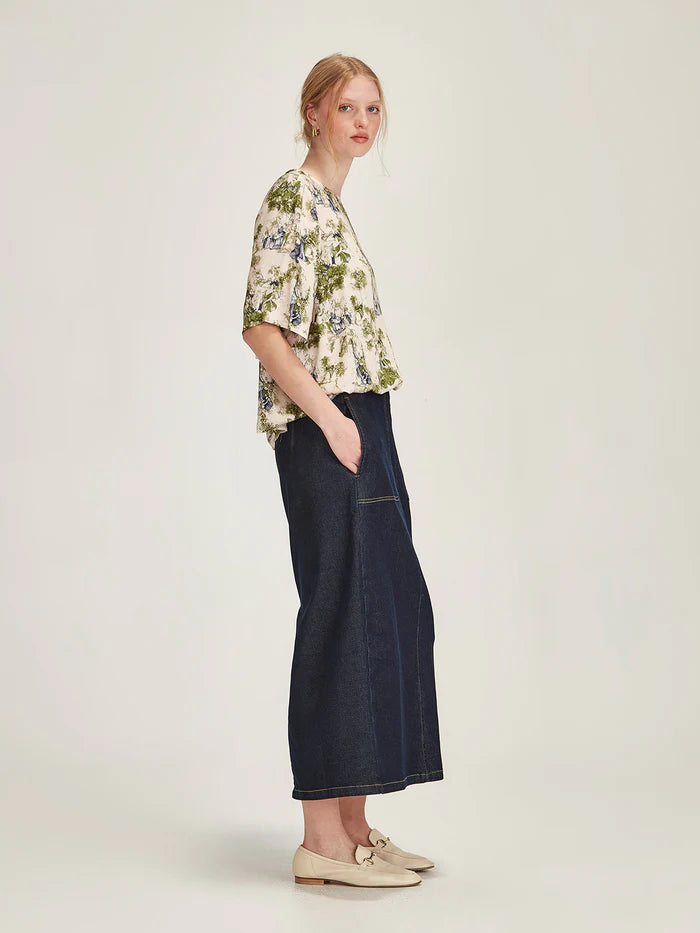 Sills Martine Denim Skirt Dark Wash