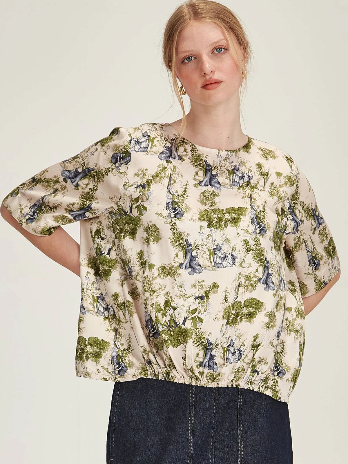 Sills Vera Print Top Moss Print
