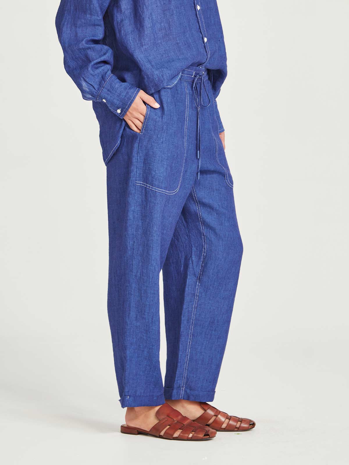 Sills Fenway Linen Pant Iris