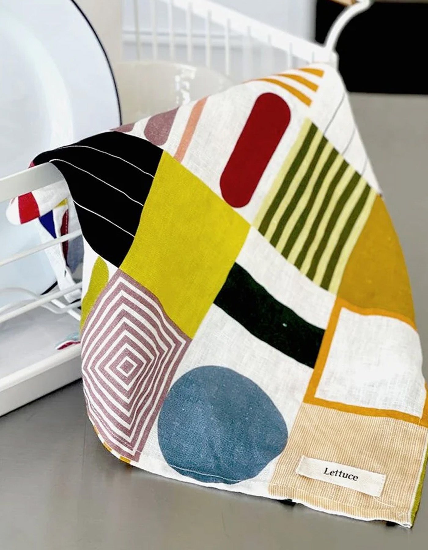 Lettuce Tea Towel Abstract Squares