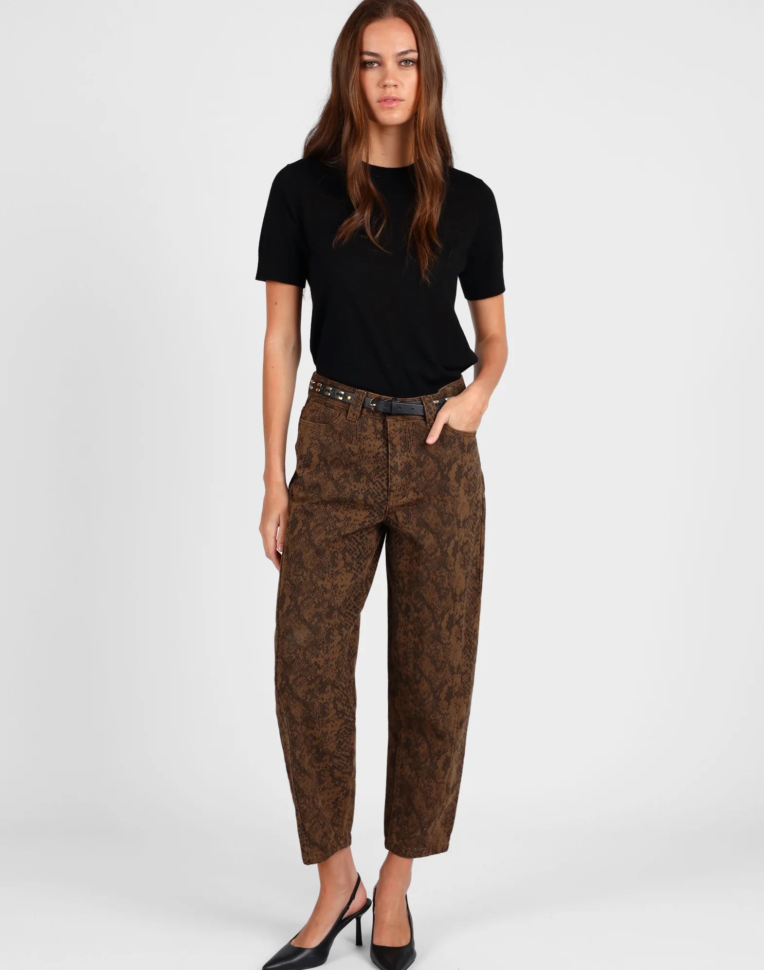 Storm Barrel Leg Jean Tan Snake