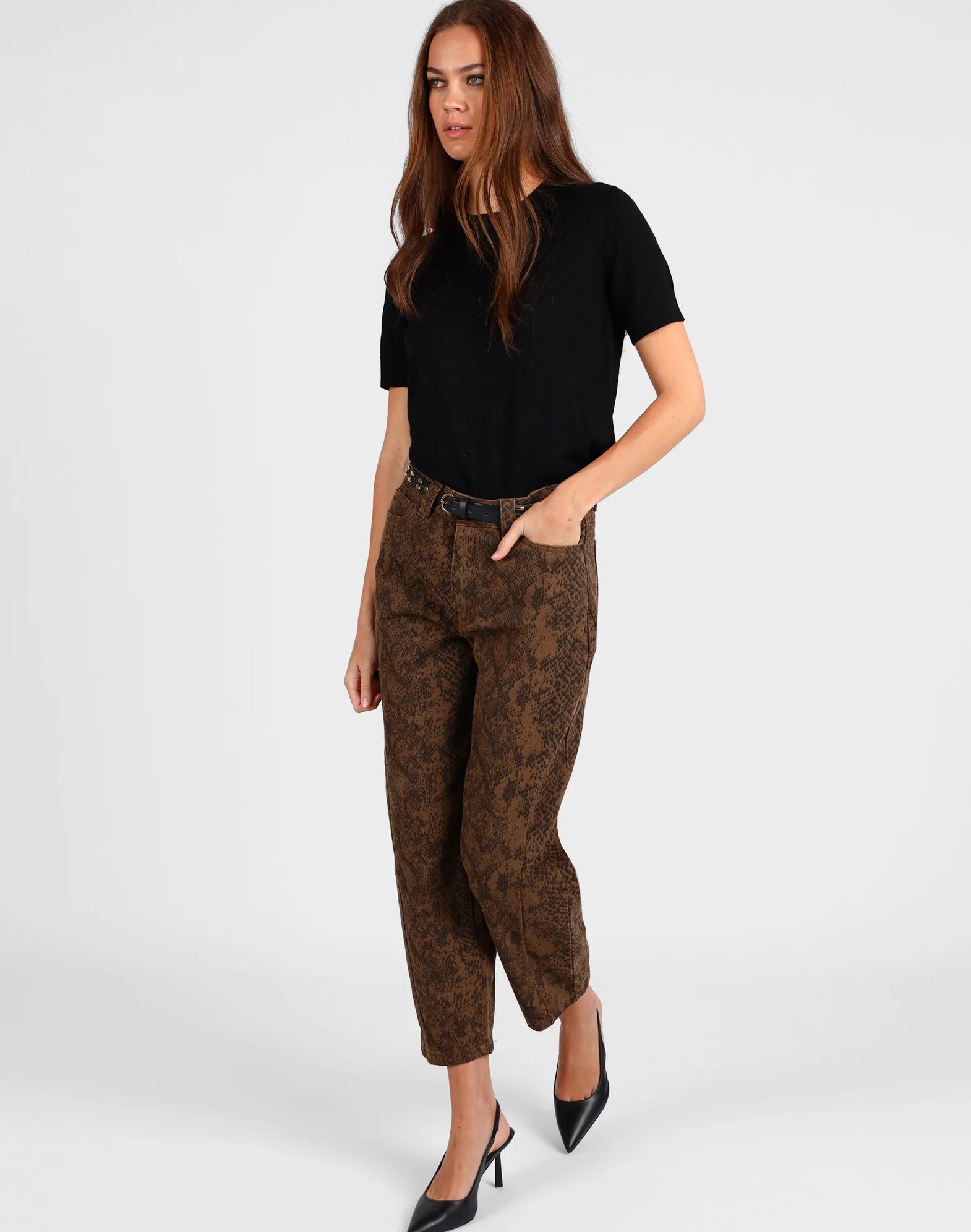 Storm Barrel Leg Jean Tan Snake