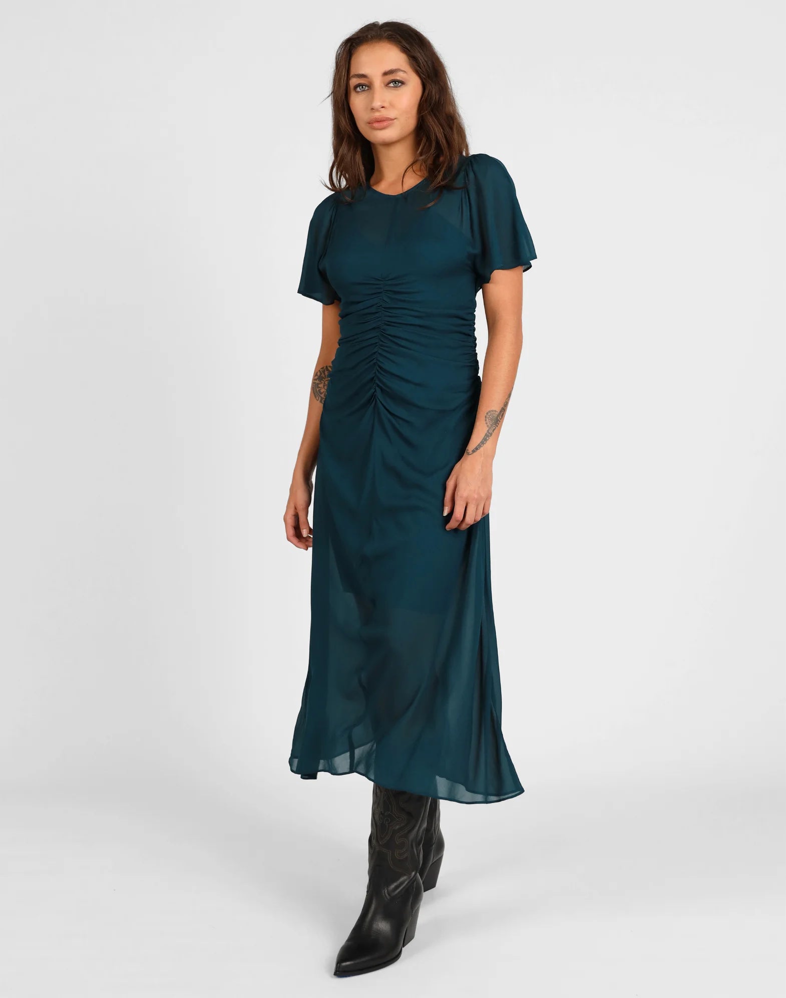 Storm Ruched Dress Petrol