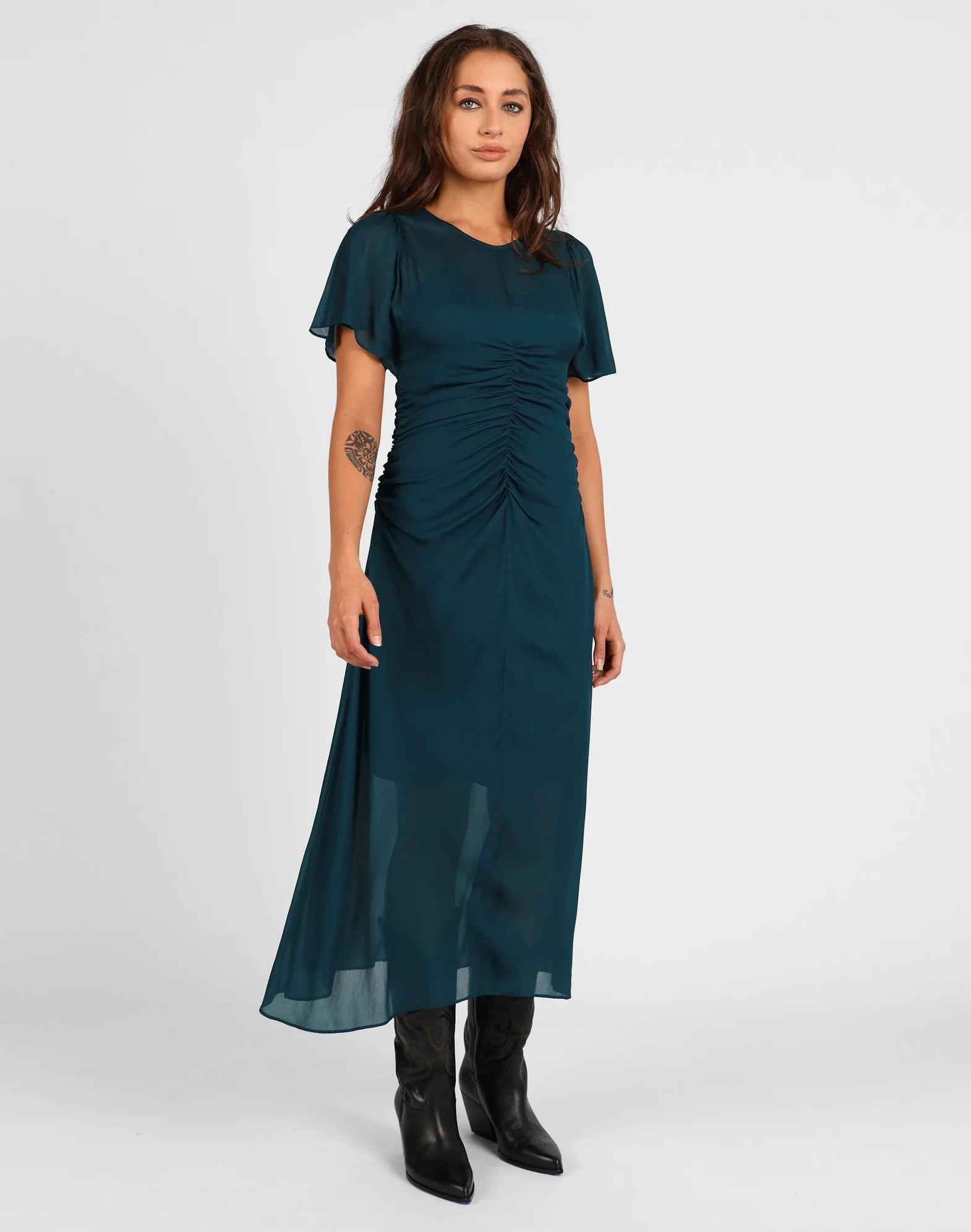 Storm Ruched Dress Petrol